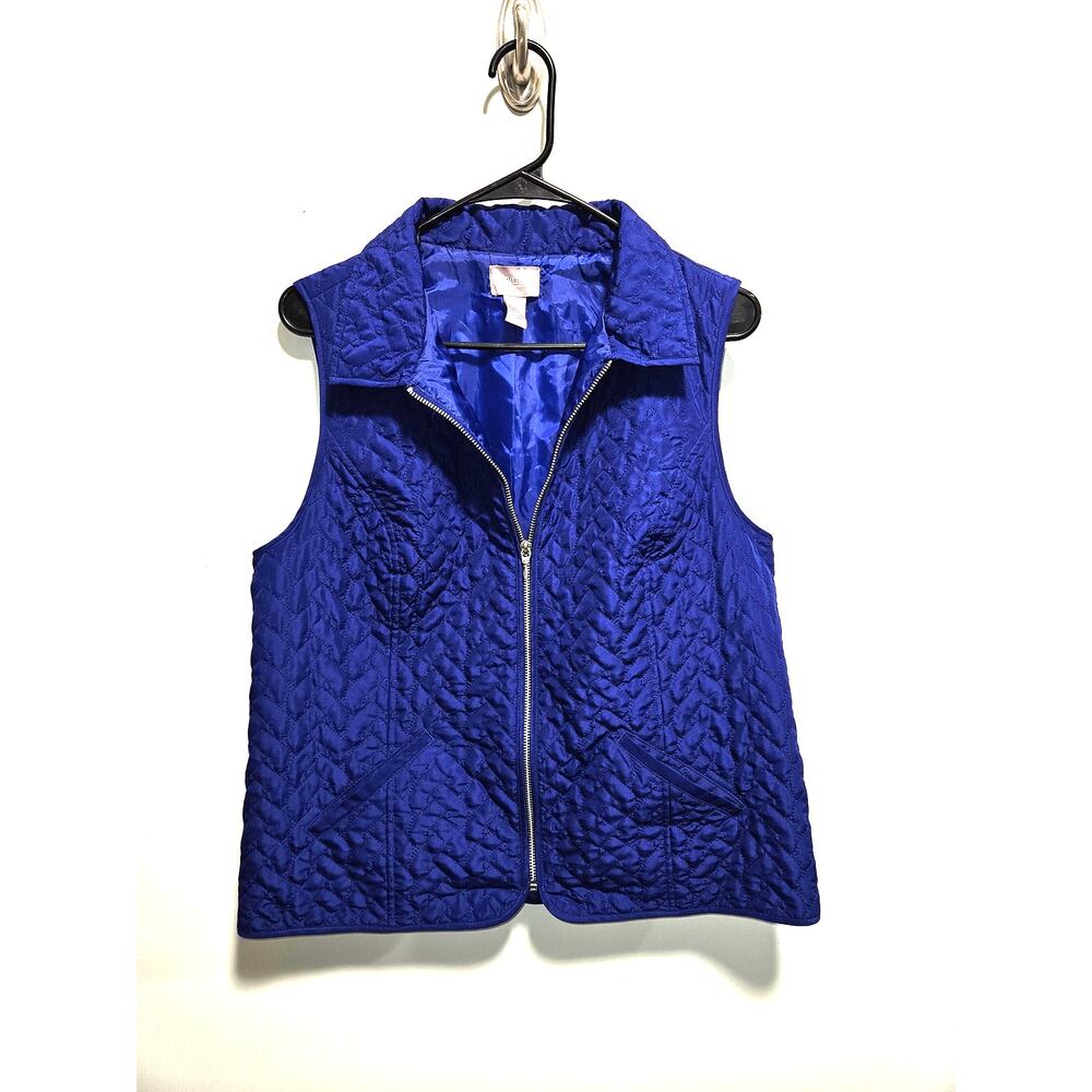 Chico's Purple Puffer Vest Size 1, Full Zip, Pockets, Lightweight, Spring Summer